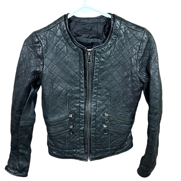 Mark New York Andrew Mark Black Leather Moto Jacket Size XS - Picture 1 of 7